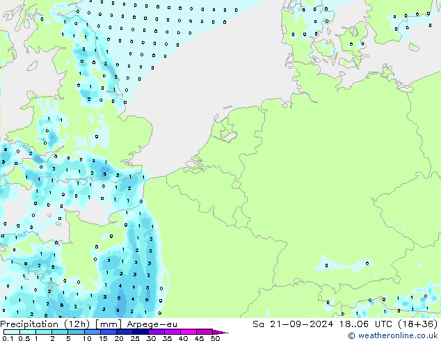 Precipitation (12h) Arpege-eu Sa 21.09.2024 06 UTC