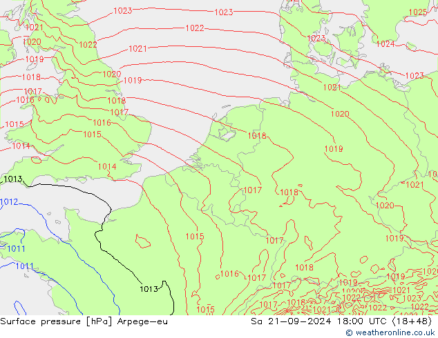 Atmosférický tlak Arpege-eu So 21.09.2024 18 UTC