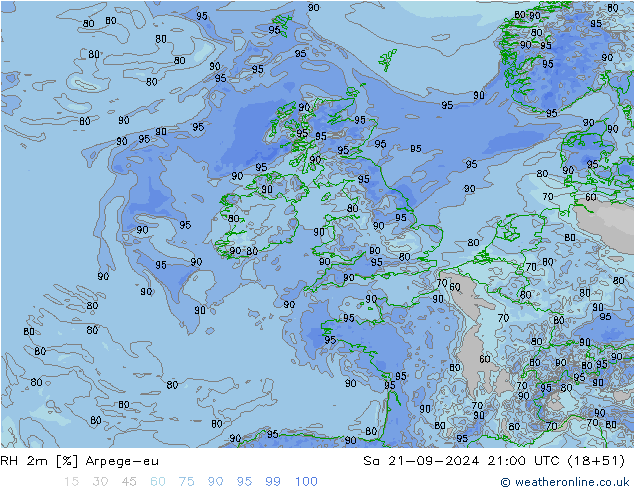 RH 2m Arpege-eu сб 21.09.2024 21 UTC