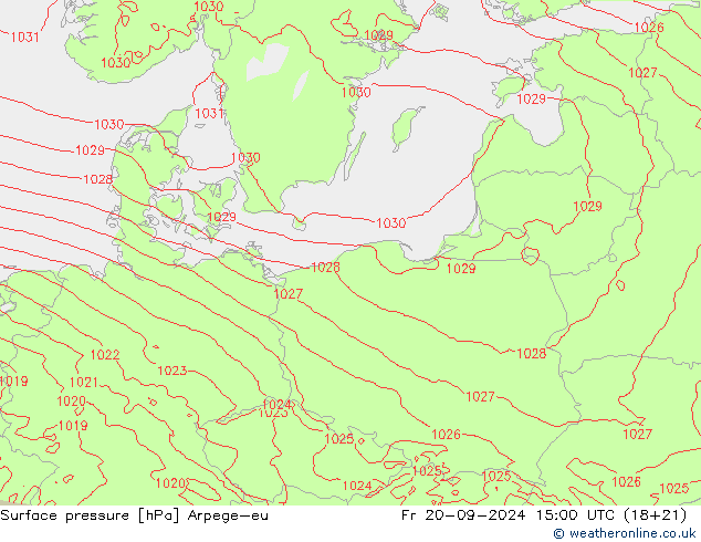 приземное давление Arpege-eu пт 20.09.2024 15 UTC