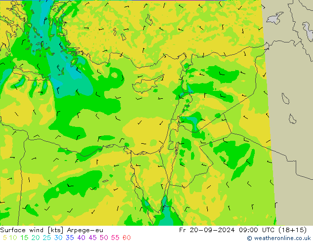 Surface wind Arpege-eu Fr 20.09.2024 09 UTC