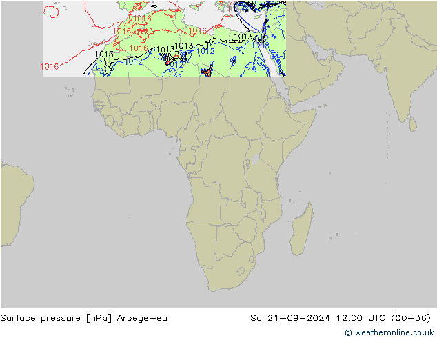 Pressione al suolo Arpege-eu sab 21.09.2024 12 UTC