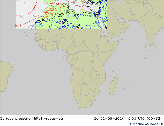 Surface pressure Arpege-eu Su 22.09.2024 15 UTC