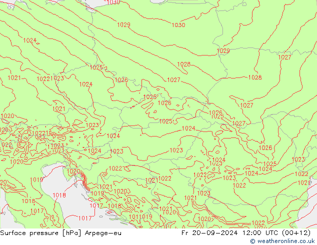 Surface pressure Arpege-eu Fr 20.09.2024 12 UTC