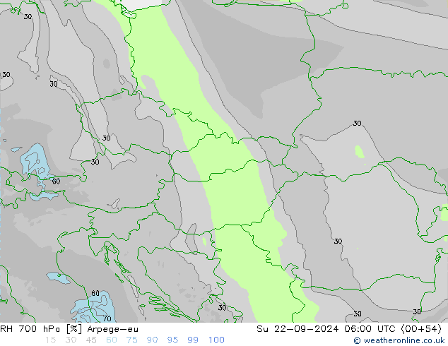 RH 700 hPa Arpege-eu nie. 22.09.2024 06 UTC