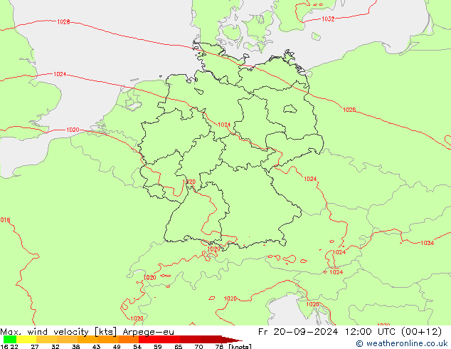 Windböen Arpege-eu Fr 20.09.2024 12 UTC