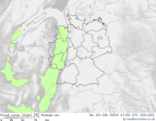 nuvens (high) Arpege-eu Seg 23.09.2024 21 UTC