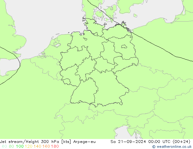 Jet stream/Height 300 hPa Arpege-eu Sa 21.09.2024 00 UTC