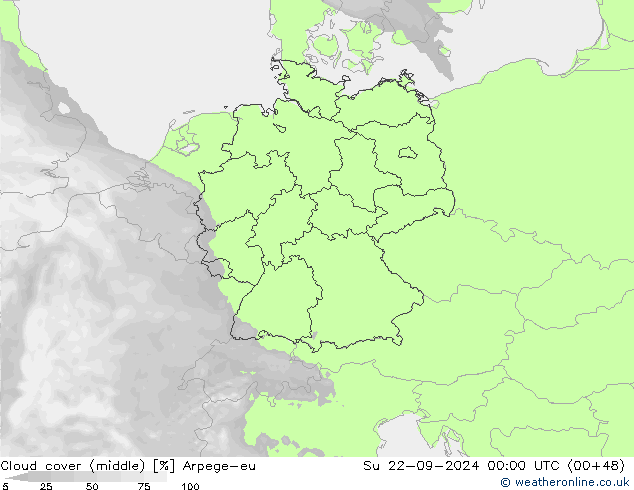 oblačnosti uprostřed Arpege-eu Ne 22.09.2024 00 UTC