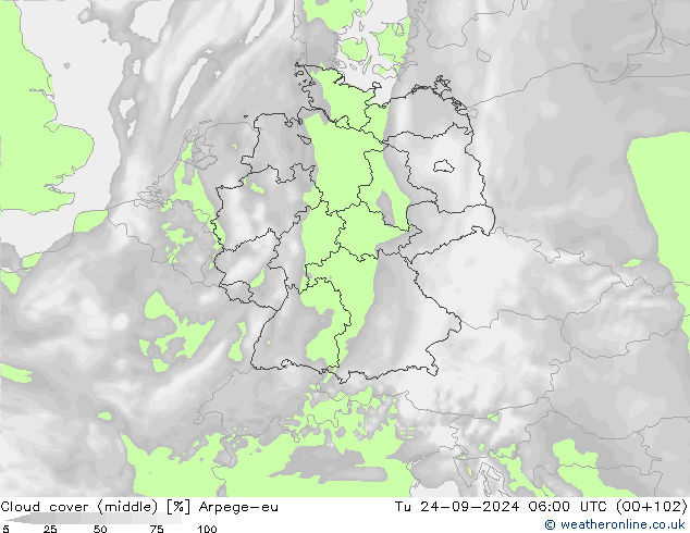 nuvens (médio) Arpege-eu Ter 24.09.2024 06 UTC