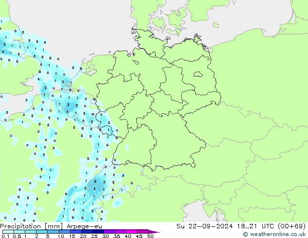 precipitação Arpege-eu Dom 22.09.2024 21 UTC