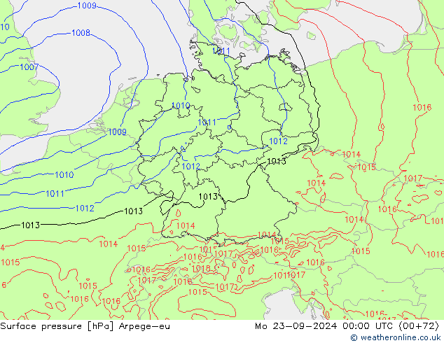 Surface pressure Arpege-eu Mo 23.09.2024 00 UTC