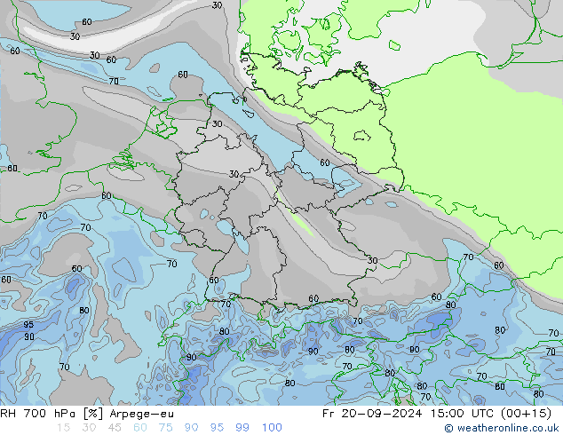 RH 700 hPa Arpege-eu pt. 20.09.2024 15 UTC