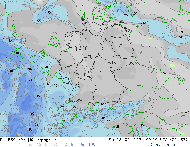 850 hPa Nispi Nem Arpege-eu Paz 22.09.2024 09 UTC