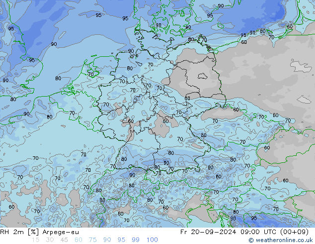 RH 2m Arpege-eu  20.09.2024 09 UTC