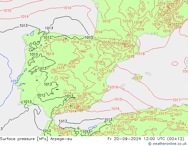 приземное давление Arpege-eu пт 20.09.2024 12 UTC