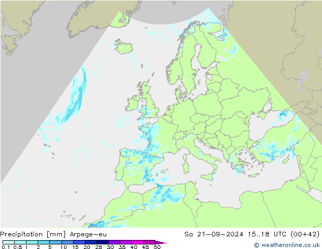 Precipitation Arpege-eu Sa 21.09.2024 18 UTC