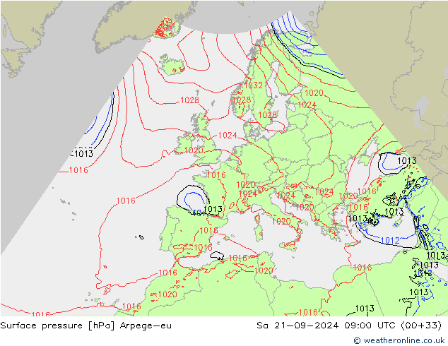 ciśnienie Arpege-eu so. 21.09.2024 09 UTC