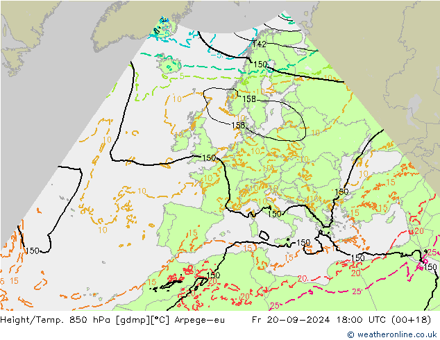 Height/Temp. 850 hPa Arpege-eu Fr 20.09.2024 18 UTC