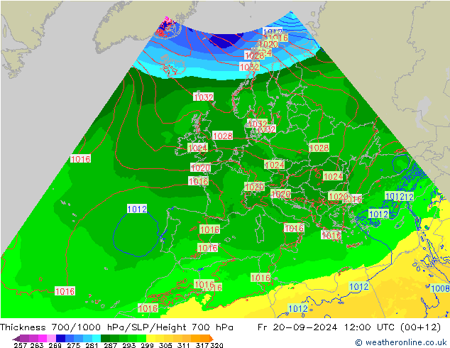 Schichtdicke 700-1000 hPa Arpege-eu Fr 20.09.2024 12 UTC