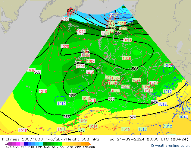 Schichtdicke 500-1000 hPa Arpege-eu Sa 21.09.2024 00 UTC