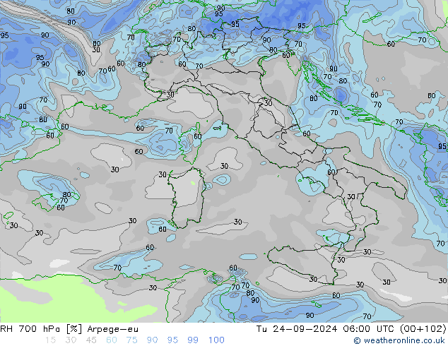 RV 700 hPa Arpege-eu di 24.09.2024 06 UTC