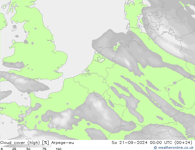 vysoký oblak Arpege-eu So 21.09.2024 00 UTC