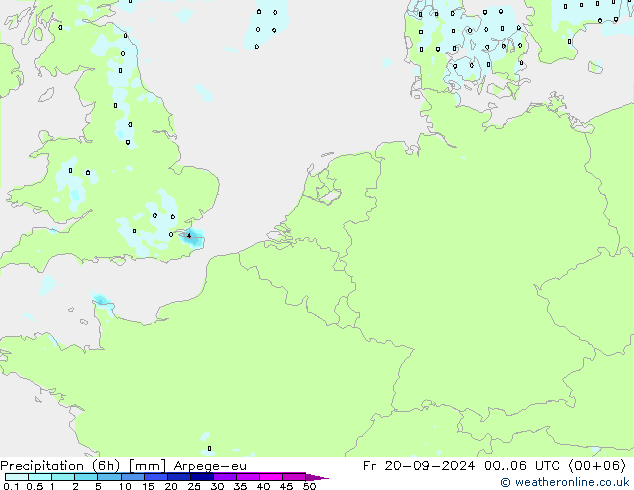 Precipitation (6h) Arpege-eu Fr 20.09.2024 06 UTC