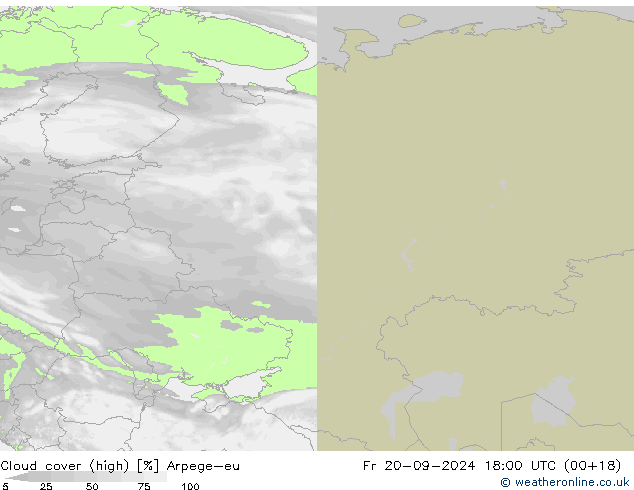 zachmurzenie (wysokie) Arpege-eu pt. 20.09.2024 18 UTC