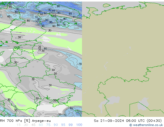 RV 700 hPa Arpege-eu za 21.09.2024 06 UTC