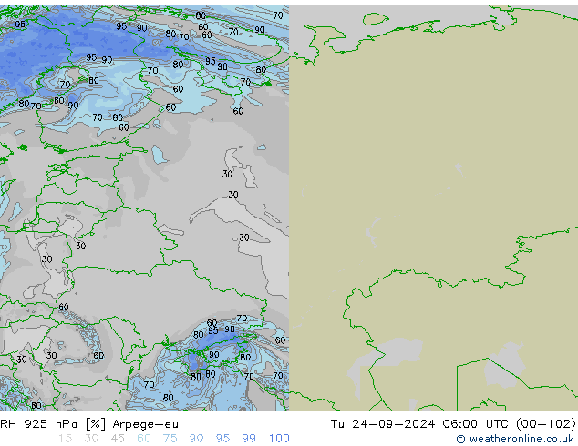 RV 925 hPa Arpege-eu di 24.09.2024 06 UTC