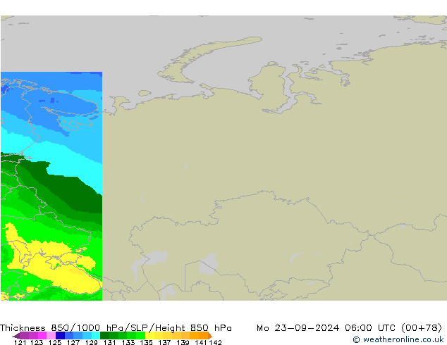 Thck 850-1000 hPa Arpege-eu pon. 23.09.2024 06 UTC