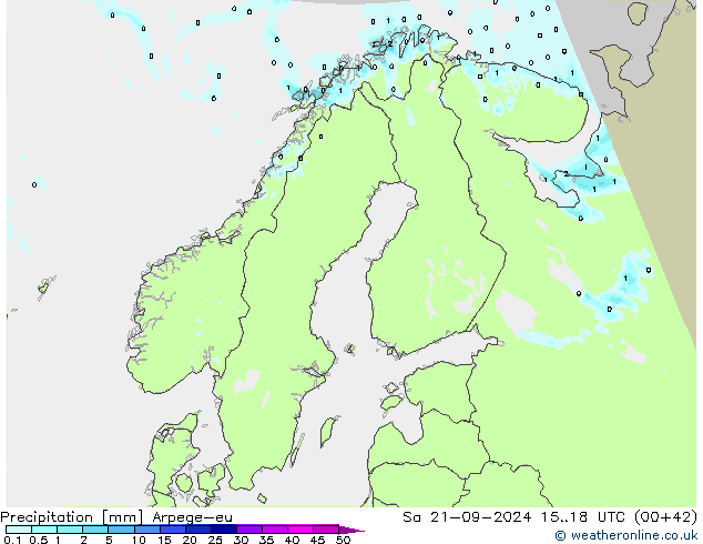 Niederschlag Arpege-eu Sa 21.09.2024 18 UTC