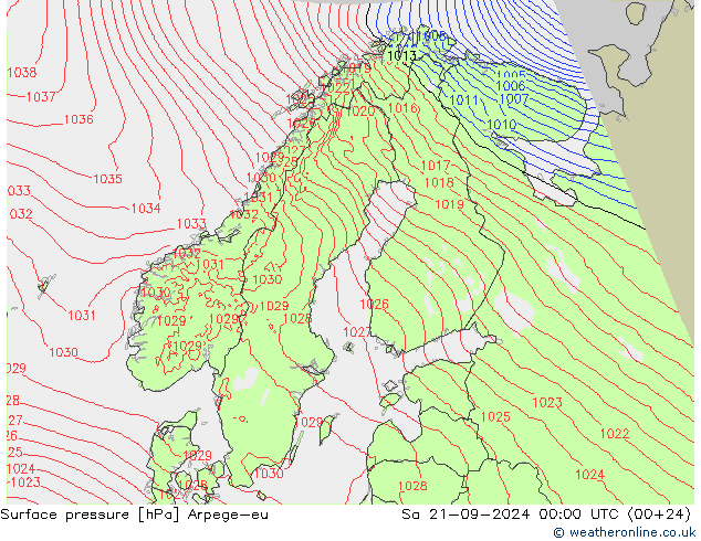 Bodendruck Arpege-eu Sa 21.09.2024 00 UTC