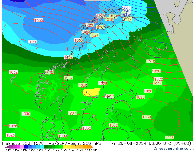 Thck 850-1000 hPa Arpege-eu ven 20.09.2024 03 UTC