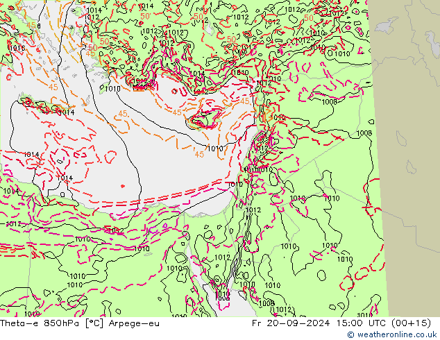 Theta-e 850hPa Arpege-eu Fr 20.09.2024 15 UTC