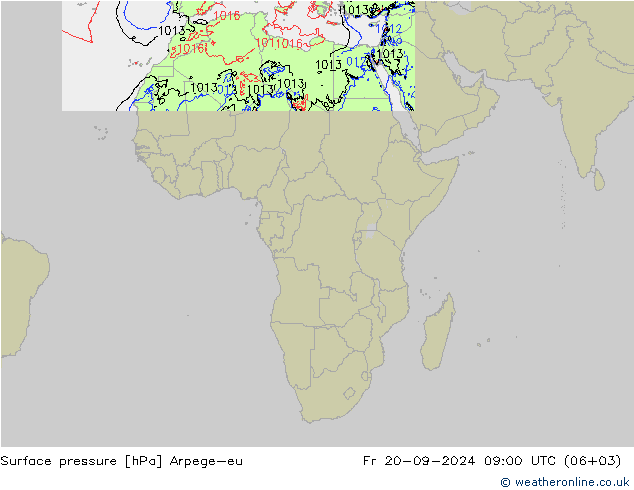 приземное давление Arpege-eu пт 20.09.2024 09 UTC