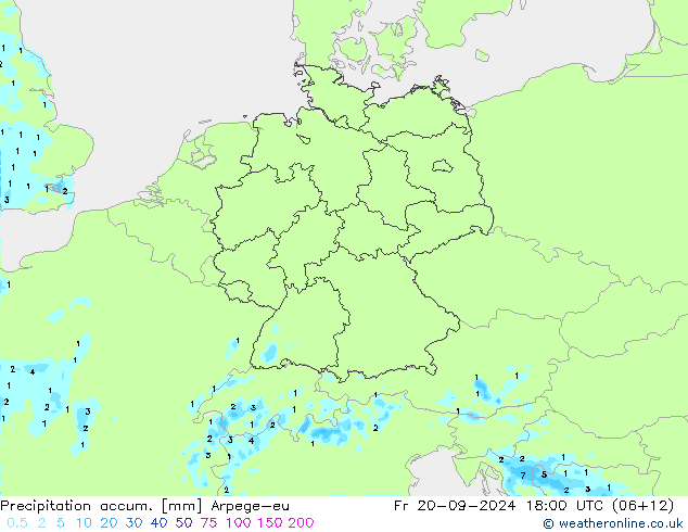 Precipitation accum. Arpege-eu Fr 20.09.2024 18 UTC