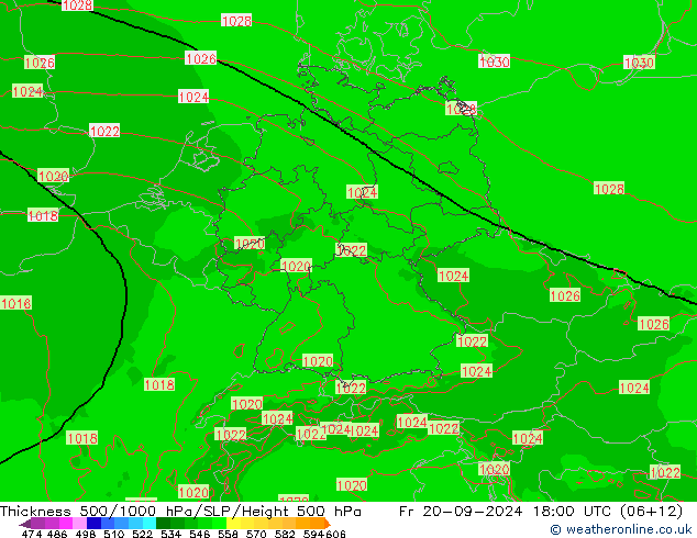 Thck 500-1000hPa Arpege-eu ven 20.09.2024 18 UTC