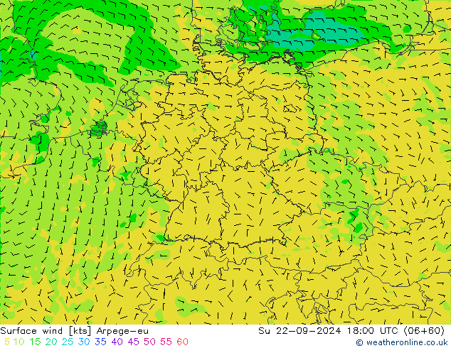 Surface wind Arpege-eu Ne 22.09.2024 18 UTC