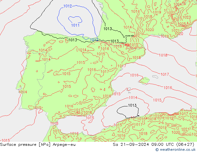 Yer basıncı Arpege-eu Cts 21.09.2024 09 UTC