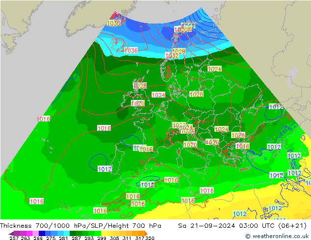 Thck 700-1000 hPa Arpege-eu  21.09.2024 03 UTC