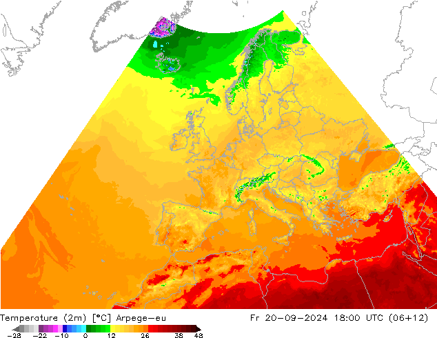 Temperature (2m) Arpege-eu Fr 20.09.2024 18 UTC