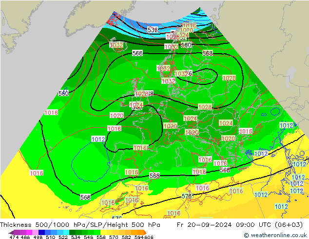 Dikte 500-1000hPa Arpege-eu vr 20.09.2024 09 UTC