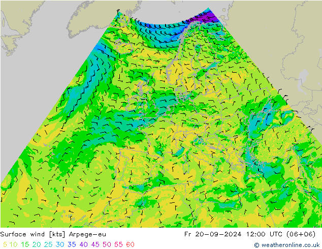 Surface wind Arpege-eu Pá 20.09.2024 12 UTC