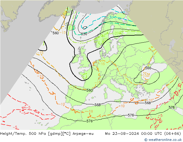 Hoogte/Temp. 500 hPa Arpege-eu ma 23.09.2024 00 UTC