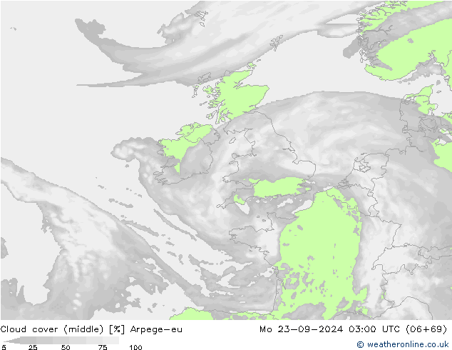 Nuages (moyen) Arpege-eu lun 23.09.2024 03 UTC