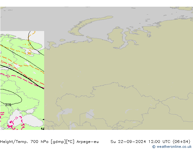 Height/Temp. 700 hPa Arpege-eu nie. 22.09.2024 12 UTC