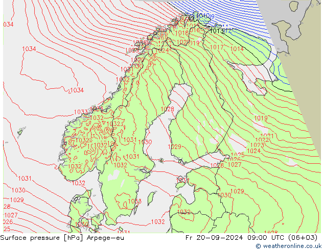 Surface pressure Arpege-eu Fr 20.09.2024 09 UTC