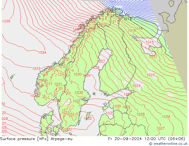 Surface pressure Arpege-eu Fr 20.09.2024 12 UTC